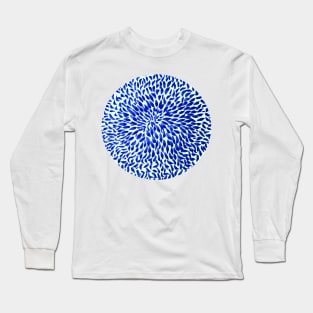 Abstract Blue Bloom Floral Pattern Long Sleeve T-Shirt